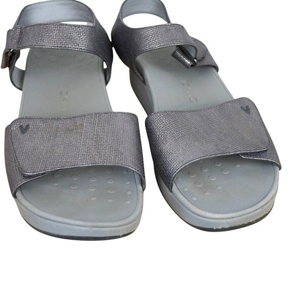 Vionic Pacific Raz Silver Sandals Womens Size 10 Comfortable Hook & Loop Closure - Picture 4 of 8